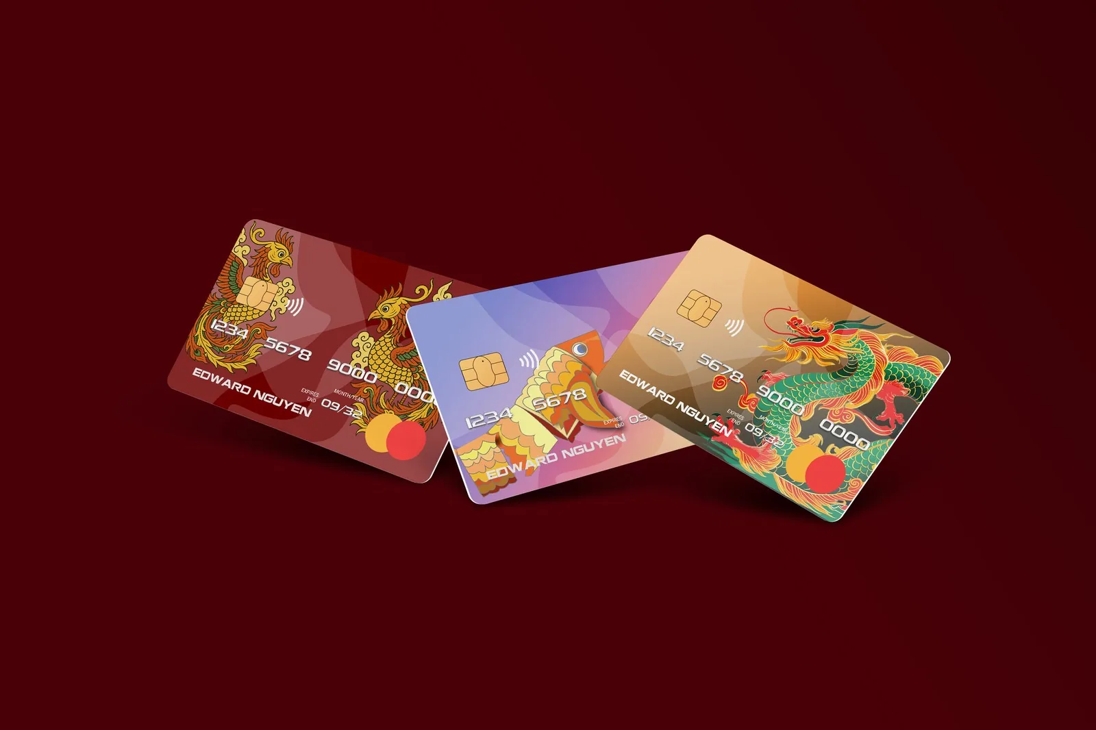 Laquea lifestyle credit card skin designs with dragon motifs